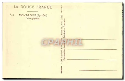 Mont-Louis (Pyrénées-Orientales) — Vista geral — Les Éditions d'Art 'WON', Paris — Verso