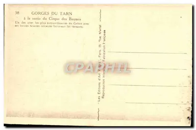 Gorges van de Tarn — bij de uitgang van het Cirque des Baumes — Les Editions d'Art Vion, Parijs — Achterkant