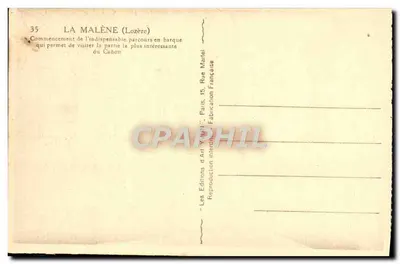 La Malène (Lozère) — początek wycieczki łodzią — Les Éditions d'Art Yvain, Paris — Rewers