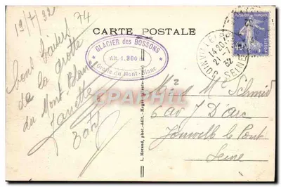 Glacjery Bosson — Góra i Aiguille du Midi — L. Morand, fot. wyd. — Rewers
