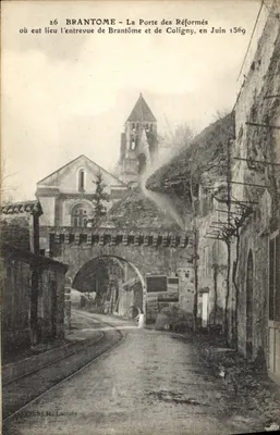 Brantôme - A Porta dos Reformados — encontro de Brantôme e Coligny em junho de 1569 — cliché R. Lacroix