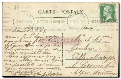 Cartolina d'epoca Caen Biblioteca della Facoltà Rue Saint Sauveur — Verso