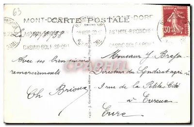O Mont-Dore — A Grande Cascata — Éd. d'O — Verso