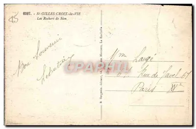 Os Rochos de Sion — Saint-Gilles-Croix-de-Vie — editor R. Bergévin, La Rochelle — Verso