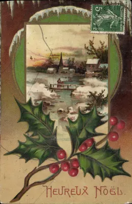 Bilhete postal antigo Fantasia Feliz Natal