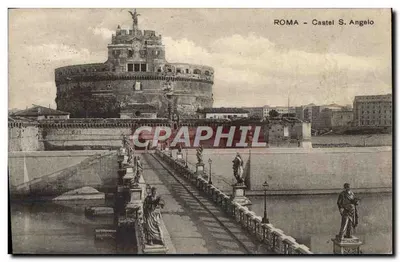 Rzym — Castel S. Angelo — widok z mostu — wydawca nieznany