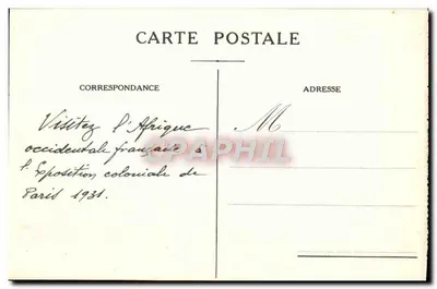 Indygeńskie wioski nad brzegami Senegalu — Wystawa kolonialna w Paryżu 1931 — Rewers