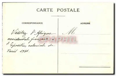 Conakry (Gwinea Francuska) — widok wybrzeża z palmami i nabrzeżem — wydawca nie widoczny — Rewers