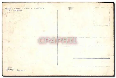 Piazza San Pietro — Bazylika Świętego Piotra i Watykan — wydawca Cecanini, nr 496-1 — Rewers