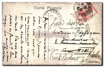 Abadia de Maredsous — vista com ponte de pedra — reprodução proibida — Verso