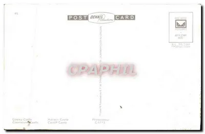 Castels van Wales — Conwy Castle, Caernarfon Castle, Harlech Castle, Cardiff Castle — Post Dennis Productions & London — Achterkant