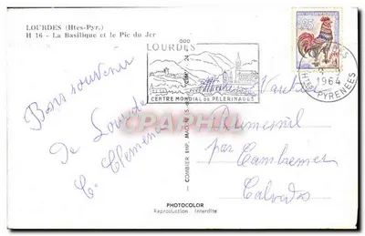 Lourdes (Htes-Pyr.) — Bazylika i Pic du Jer — Combiér Imp. & Photocolor — Rewers