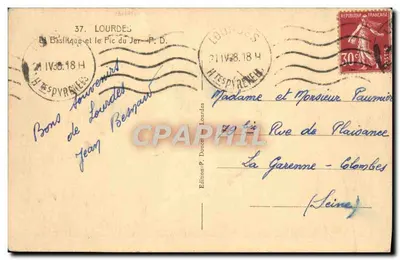 Bazylika i Pic du Jer — P.D. — Wydawnictwo P. Douce Lourdes — Rewers