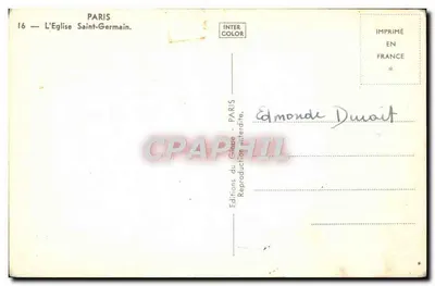 Paris — A Igreja de Saint-Germain — Edições do Globe — Verso