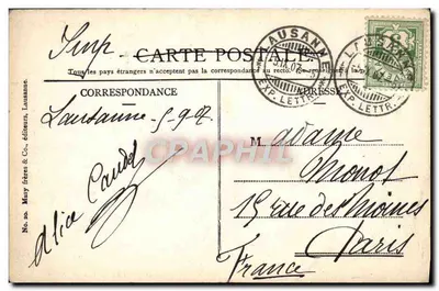 Lausanne — Vista geral — Masry frères & Co., editores, n° 20 — Verso