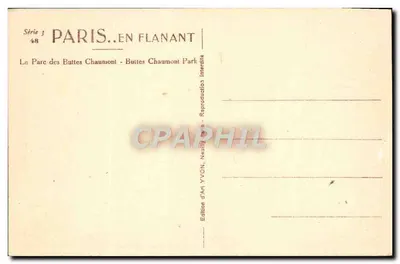 Parc des Buttes Chaumont — Vista do templo sobre rocha — Edição de Arte YVON, Série 3 n°48 — Verso
