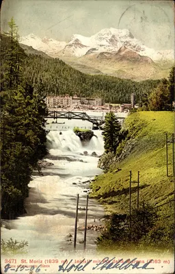 St. Moritz (1839 m) — Innfall mit Piz della Margna (3163 m) — St. Moritz Post Co. Zürich, n° 3471