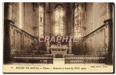 Igreja de Mozac — Nave. Carpintaria e Altar do século XVII — Amat, Editor, Riom