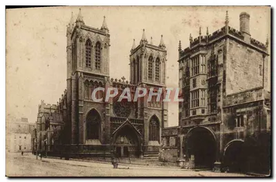 Catedral de Lincoln — vista da fachada e do portal — impressa na Inglaterra