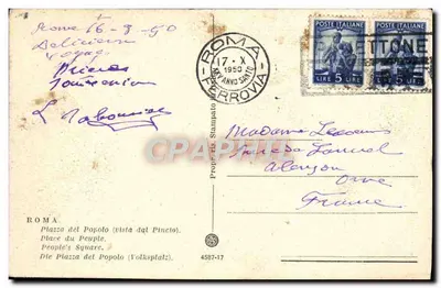Piazza del Popolo — widok z Pincio — wydawca Stampa 4587-17 — Rewers