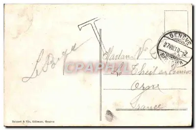 Genève en de Mont-Blanc — B. & F. 6028 — uitgever Buquet & Fils — Achterkant
