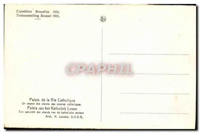 Palácio da Vida Católica — Exposição Bruxelas 1935 — Arq. H. Lacoste, S.A.D.G. — Verso