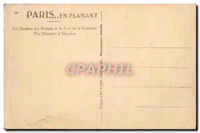 Sala dos Deputados — Ponte da Concórdia — Edição de Arte YVON, Paris — Verso
