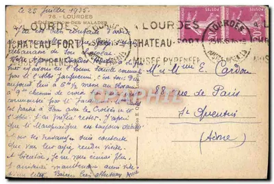 Benefício dos doentes em Lourdes — editor YAY, número de série não visível — Verso