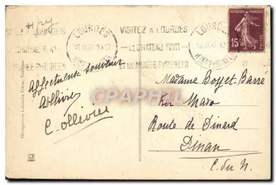 Lourdes - A Basílica e o Pic du Jer — Héliogravure Lapouche Frères, n° 828 — Verso
