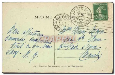 Lourdes — Basylika i góra Kalwarii — Wyd. Pièrre Soubirous, kuzyn Bernadette — Rewers