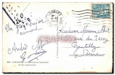 Lourdes — Pomnik Interallijski i Święte Miejsca Kultu — Wydawca Elée, nr 1835 — Rewers