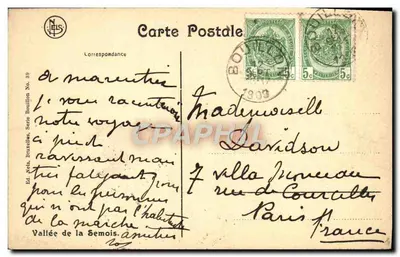 Bouillon — Panorama tirado da costa de Auclin — Ed. Nels, Bruxelas, Série No. 39 — Verso