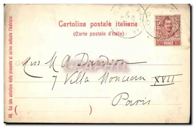 Templos da Sibila e de Vesta em Roma — desenho — Cartolina postal italiana — Verso