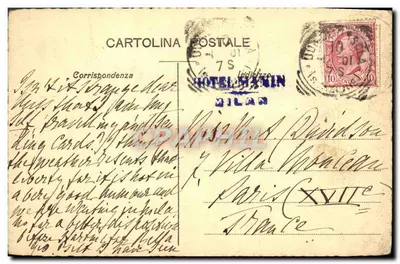 Milano - Wieża Filarete — Garzini e Pezzini, n° 7585, 1906 — Rewers