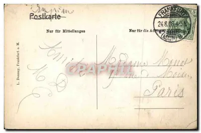 Frankfurt a. M. — Casa Frauenstein y Salzhaus — editor no visible — Reverso