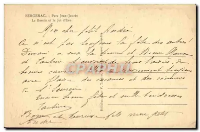 Bergerac - Parc Jean-Jaurès — O Lago e a Fonte — editor V. HASSAUD — Verso
