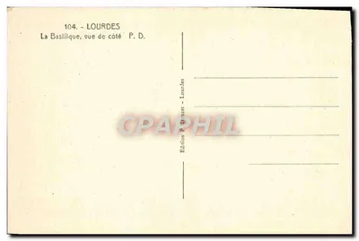 Lourdes — Bazylika, widok z boku — Wydawnictwo P. D. n°104 — Rewers