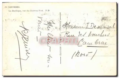 Lourdes — Widok na Bazylikę z Zamku Fortu — Wydawnictwo P. LOI CET - LOURDES — Rewers