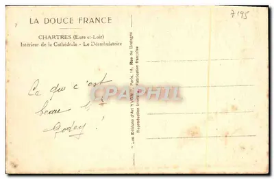 Chartres (Eure-et-Loir) — Wewnętrzne wnętrze katedry - Démambulatoire — Wydawnictwo Art YVON, Paryż — Rewers