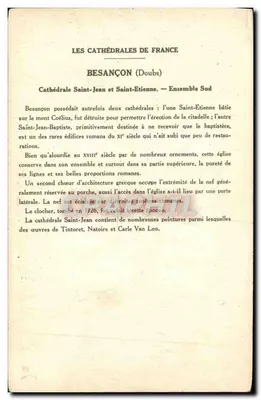BESANÇON (Doubs) — Catedral de São João e São Etienne (Conjunto Sul) — coleção da Solution Paplauberge — Verso