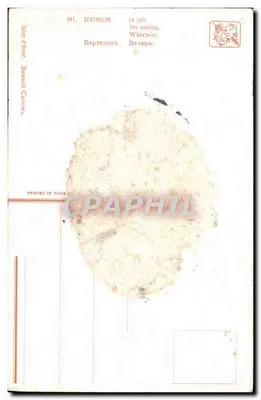 Mar agitada — pôr do sol — editor Berthelon, Paris — Verso