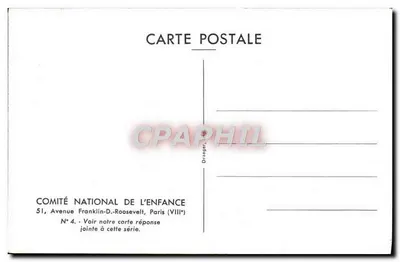 Deux enfants en habits d'époque — Comité National de l'Enfance, Paris — Verso
