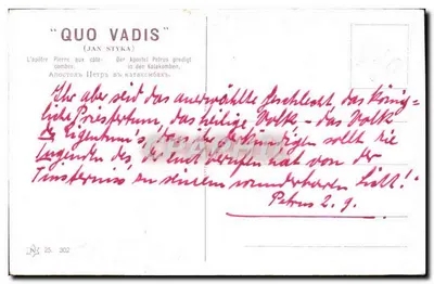 Pietro alle Catacombe — Quo Vadis? — Jan Styka, n° 25.302 — Verso
