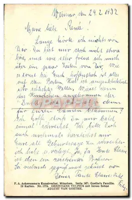Christiane i August — Rodzina Goethe'a — F.A. Ackermann's Kunstverlag, seria 147 — Rewers