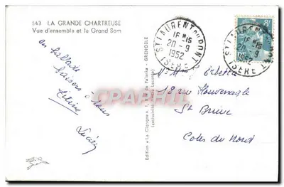 Grande Chartreuse — Ogólny widok i Wielki Som — Wydawnictwo 'La Cigogne', nr 543 — Rewers