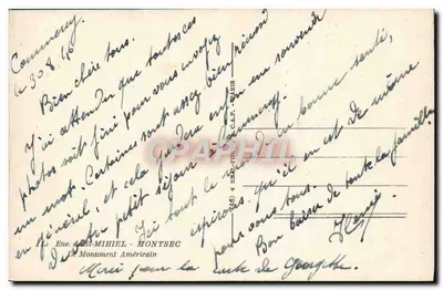 Monument americano de Montsec — editor Cap, n°110 — Verso