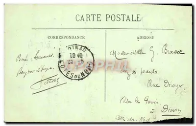 Tarjeta postal antigua Le Havre Notre Dame y la Rue de Paris — Reverso