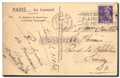 Paris — La Basilique du Sacré-Cœur et l'Escalier Monumental — Les Éditions d'Art Wyon, n° 310 — Verso