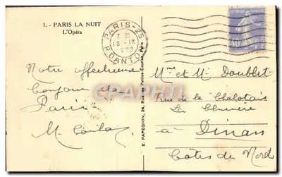 Paris - L'Opéra — scène nocturne — éditeur AP, n°1 — Rewers