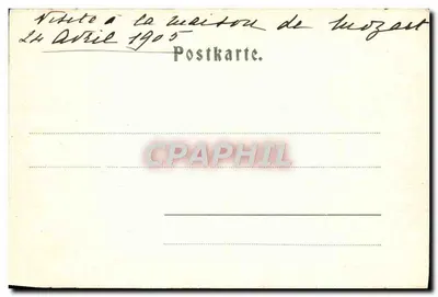 Rodzina Mozart — scena muzyczna wewnętrzna — wydawca L. Legendt, W. Baldi Salzburg — Rewers